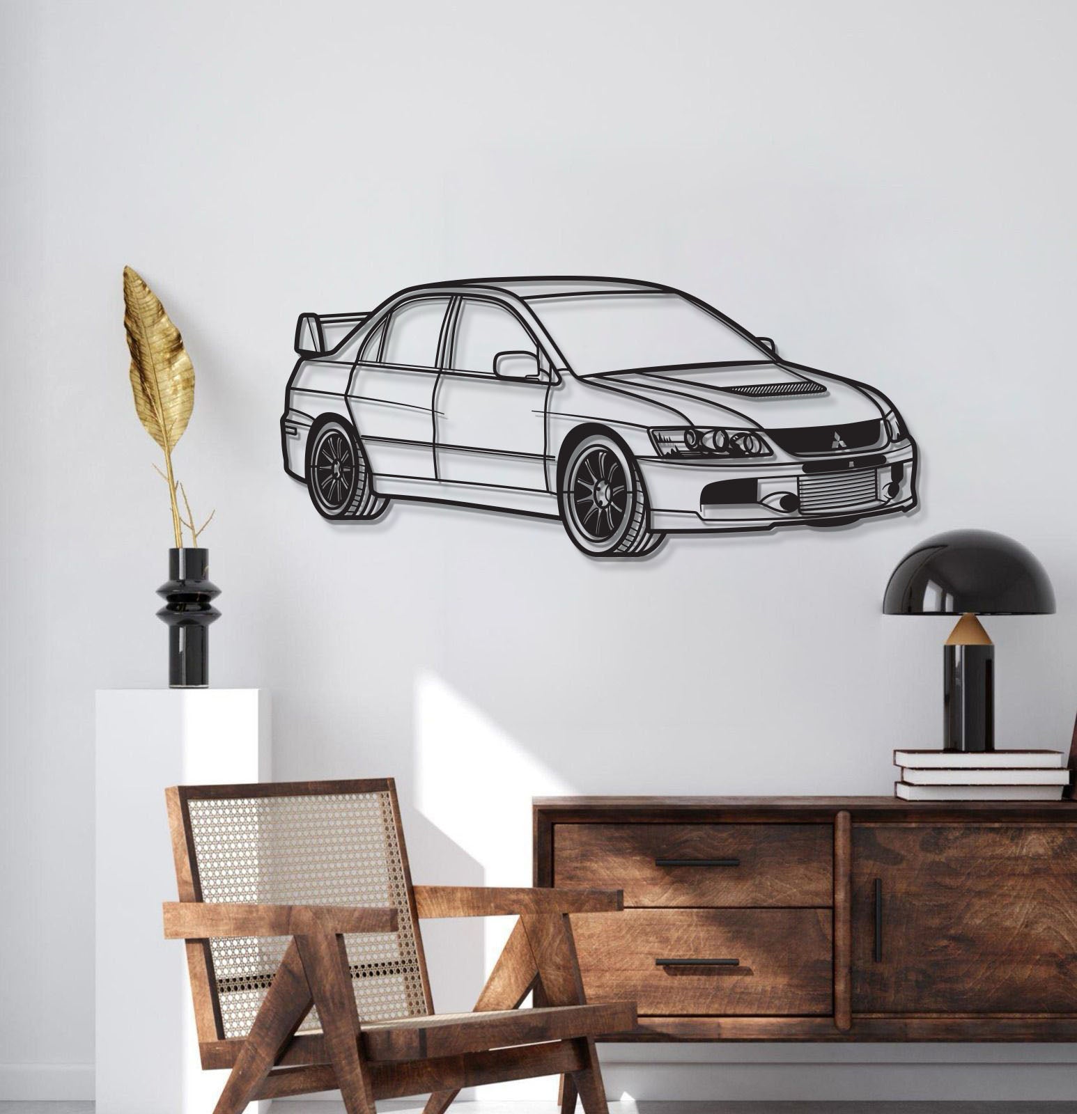 Lancer Evo IX Perspective Metal Car Wall Art - MT1131