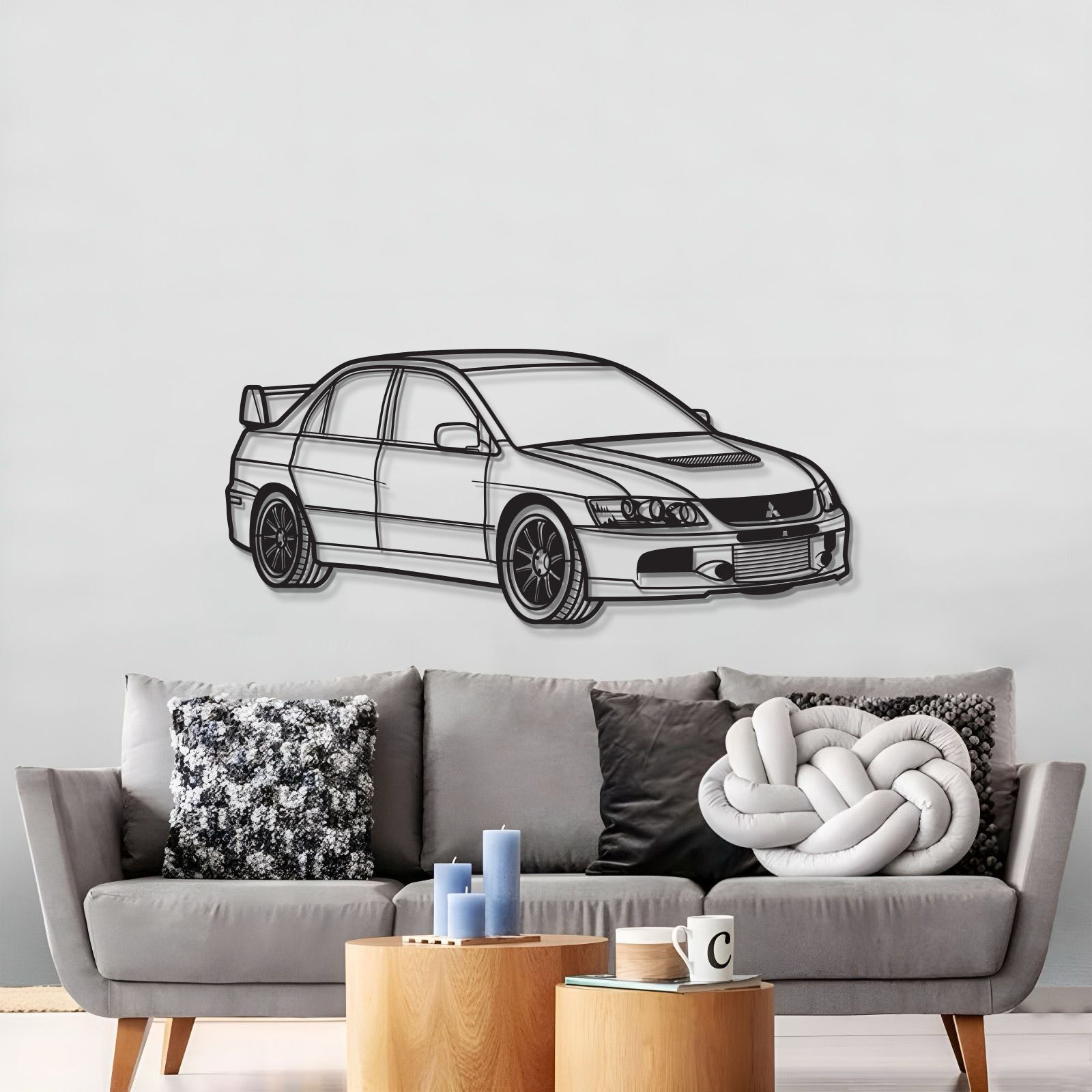 Lancer Evo IX Perspective Metal Car Wall Art - MT1131