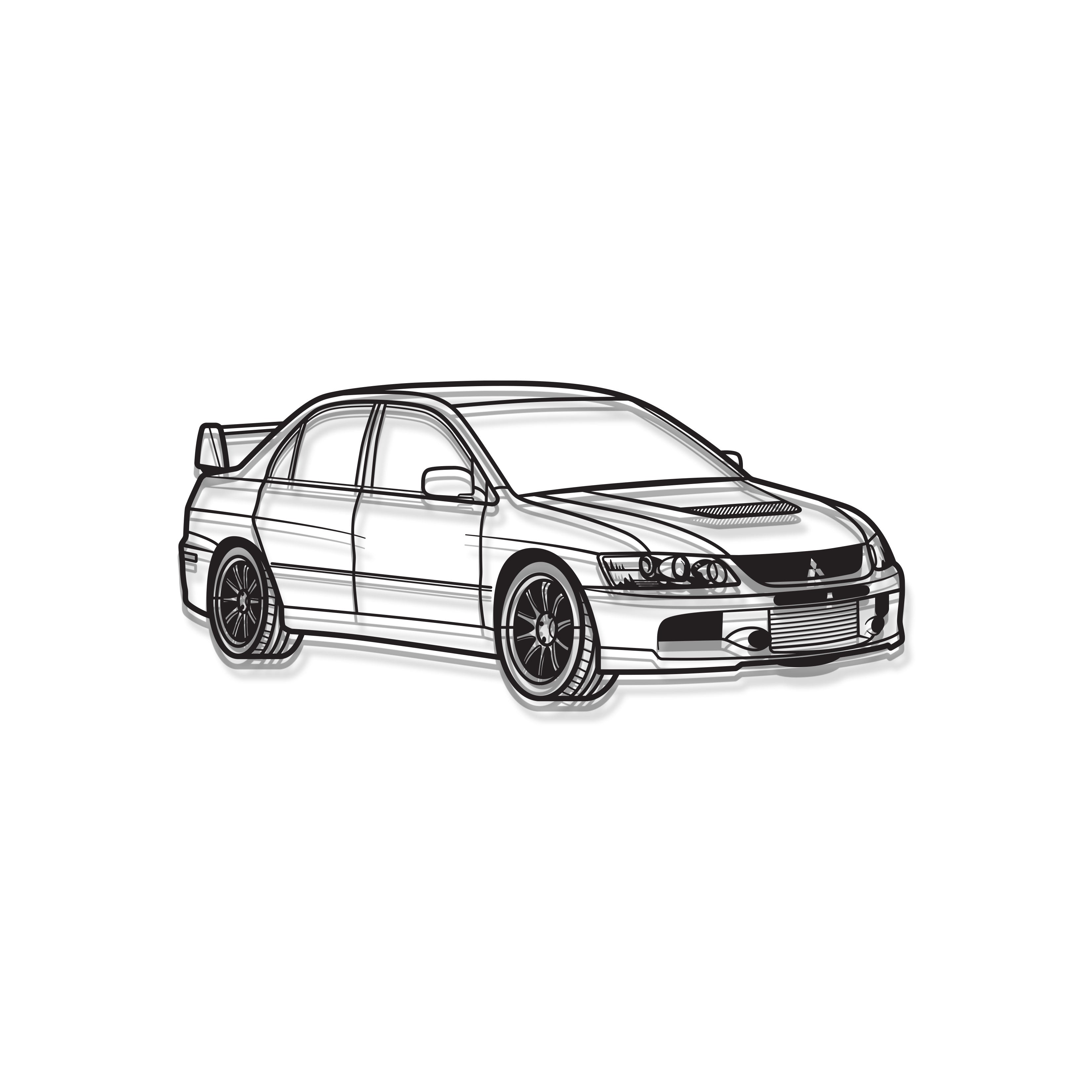 Lancer Evo IX Perspective Metal Car Wall Art - MT1131