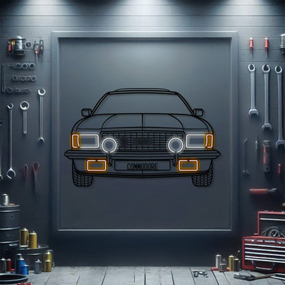 1975 OPEL Commodore B Coupe GSE Construction Front View Metal Neon Car Wall Art - MTN0163