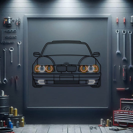 1994 BMW 530i front view metal neon car wall art – laser-cut steel décor for classic sedan enthusiasts
