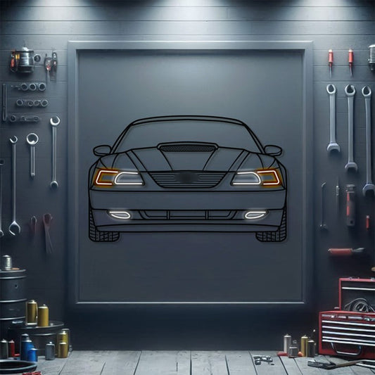 2004 Ford Mustang front view metal neon car wall art – laser-cut 3 mm steel décor for classic Mustang fans