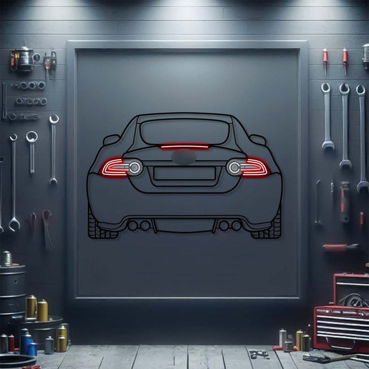 2013 Jaguar XKR back view metal neon car wall art – laser-cut steel décor for exotic grand tourer enthusiasts
