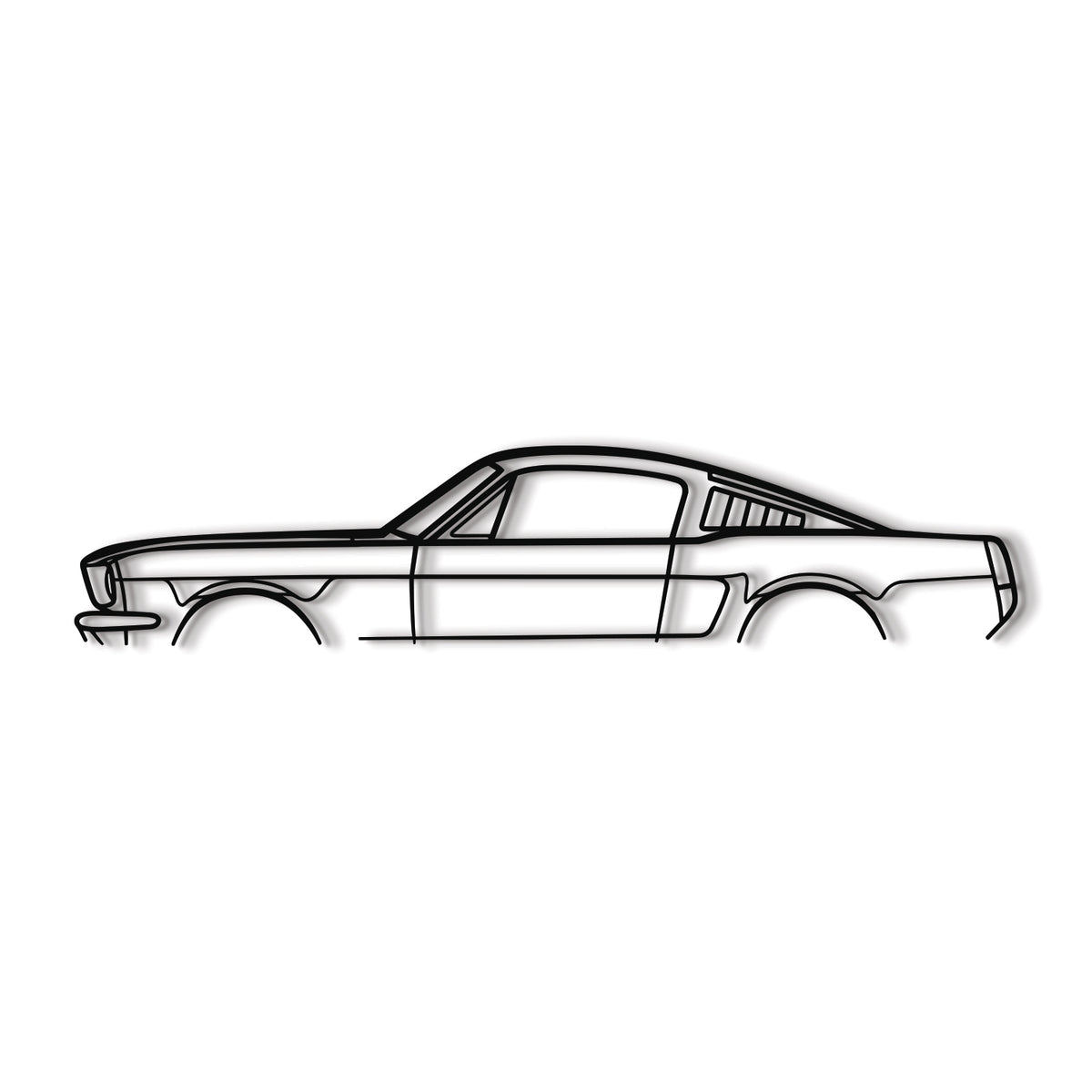 Industrial style 1966 Ford Mustang Fastback metal wall decor minimalist silhouette design