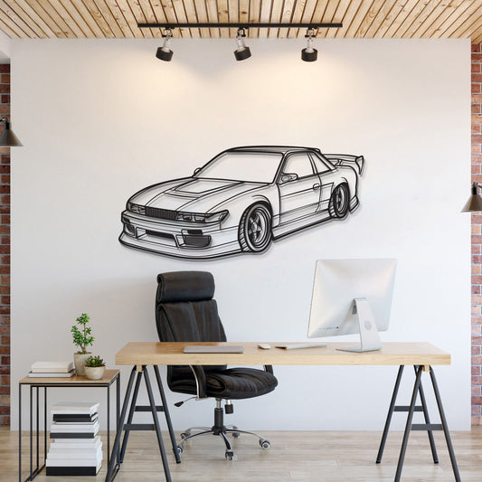 Nissan 240SX perspective metal wall art – iconic JDM sports coupe silhouette décor