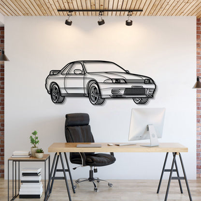 1990 GT‑R R32 perspective metal wall art laser cut steel silhouette