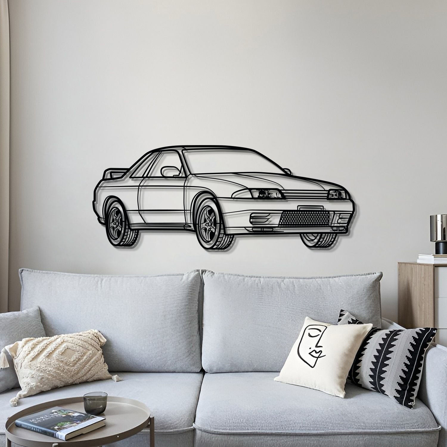Modern GT‑R R32 perspective metal wall hanging minimalist design