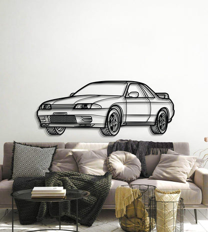 Industrial style GT‑R R32 perspective metal decor with textured matte finish 