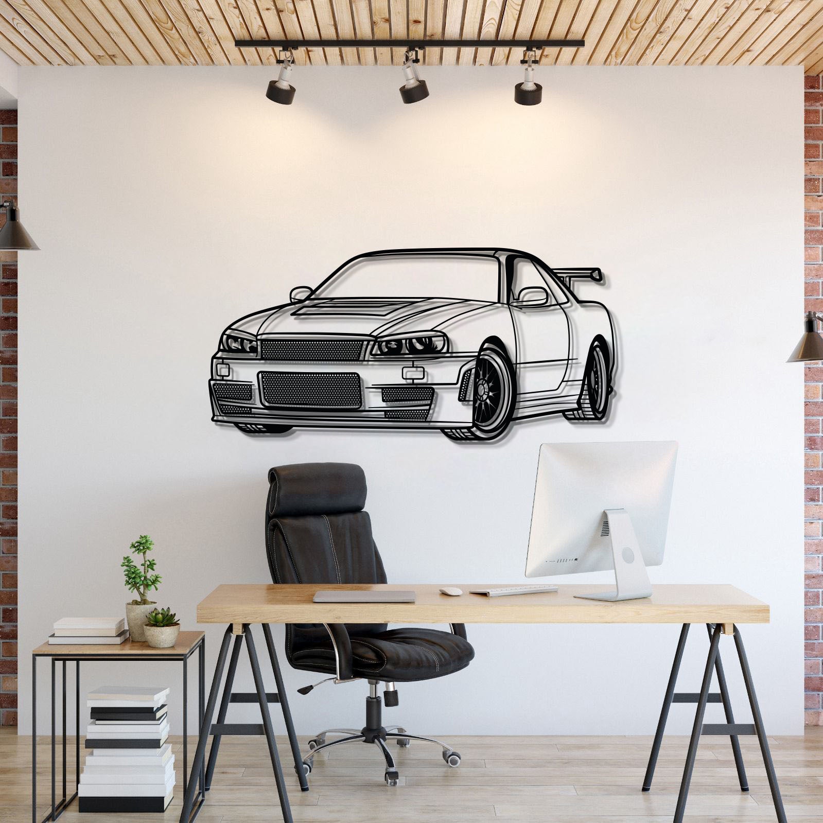 GTR R34 Perspective Metal Car Wall Art - MT0457