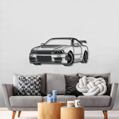 Large 1995 GT-R R34 perspective wall art for garage or man cave