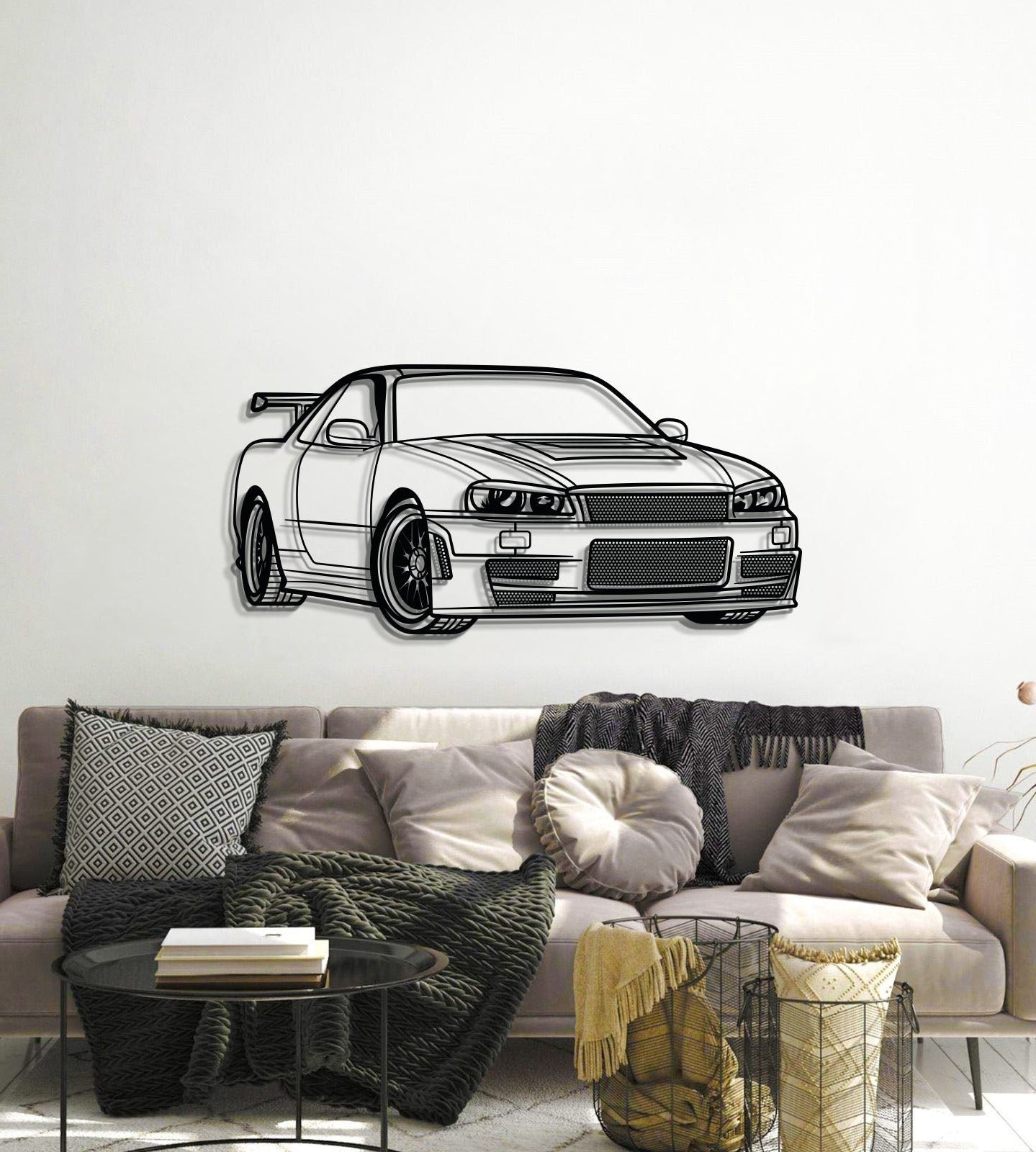 Industrial style GT-R R34 perspective metal decor textured matte steel 