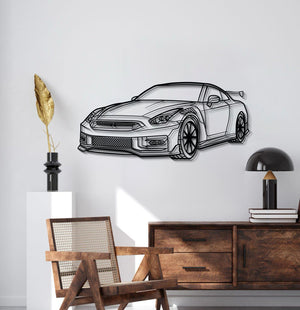2010 GT-R R35 perspective car silhouette metal wall decor powder coated steel