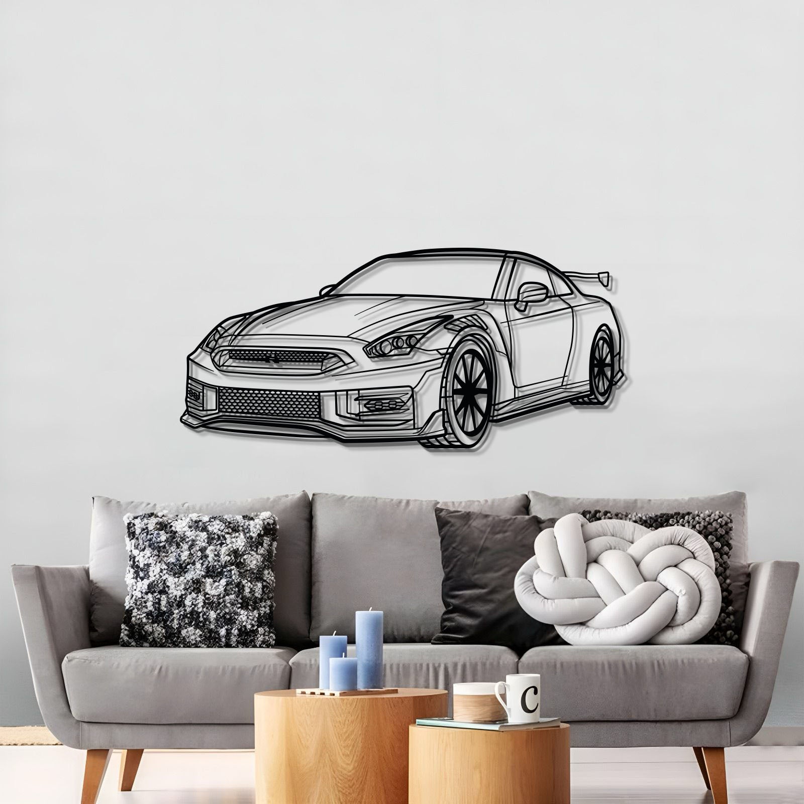 Large 2010 GT-R R35 perspective wall art for garage or man cave decor