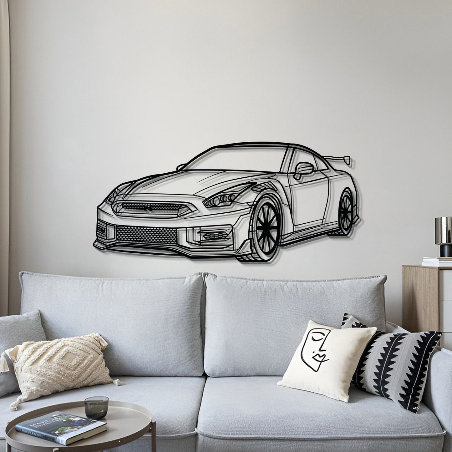 Modern 2010 Nissan GT-R R35 perspective metal wall hanging minimalist design