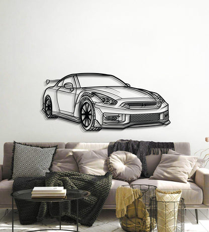 Industrial style 2010 GT-R R35 perspective metal wall decor textured steel
