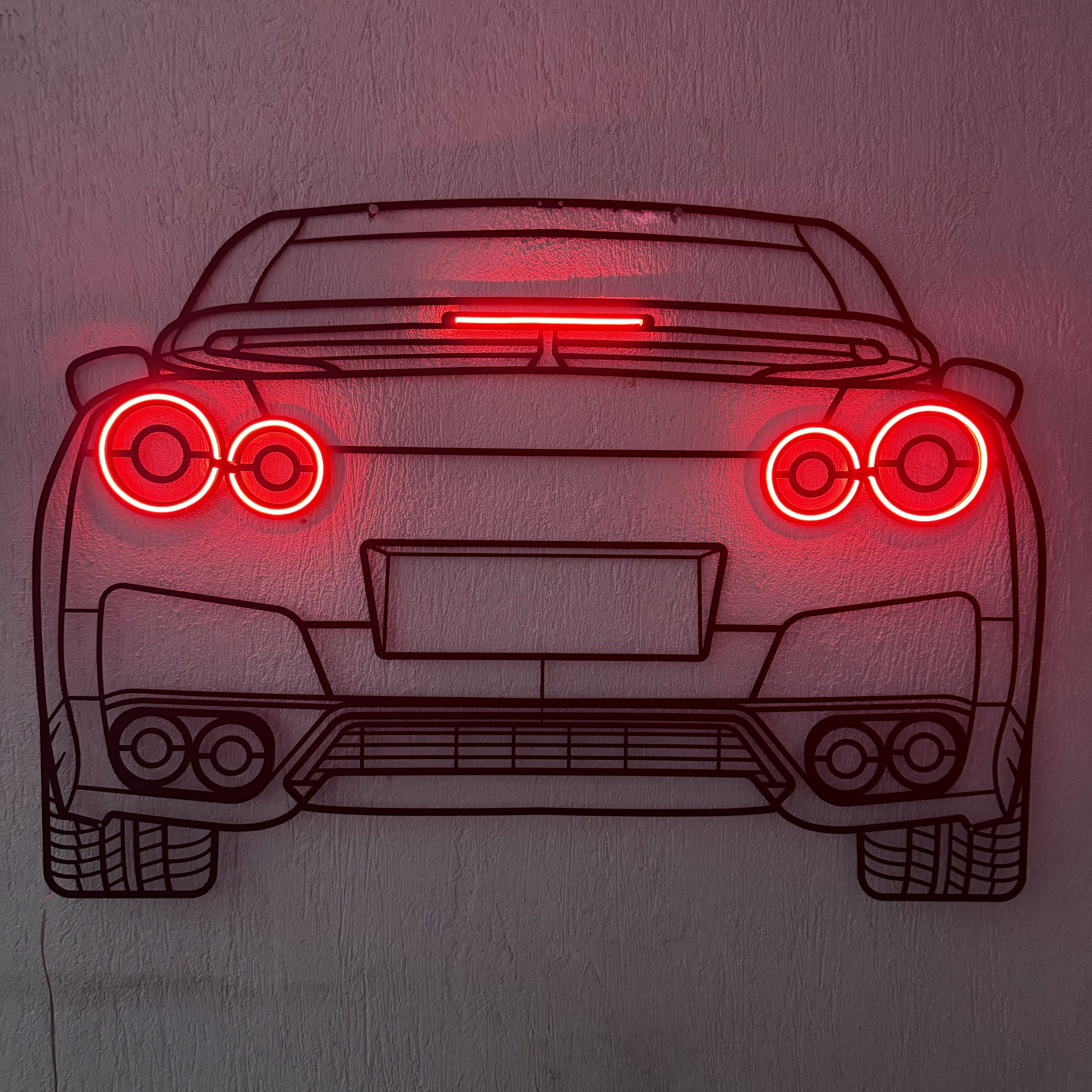 R35 Back View Metal Neon Car Wall Art - MTN0096