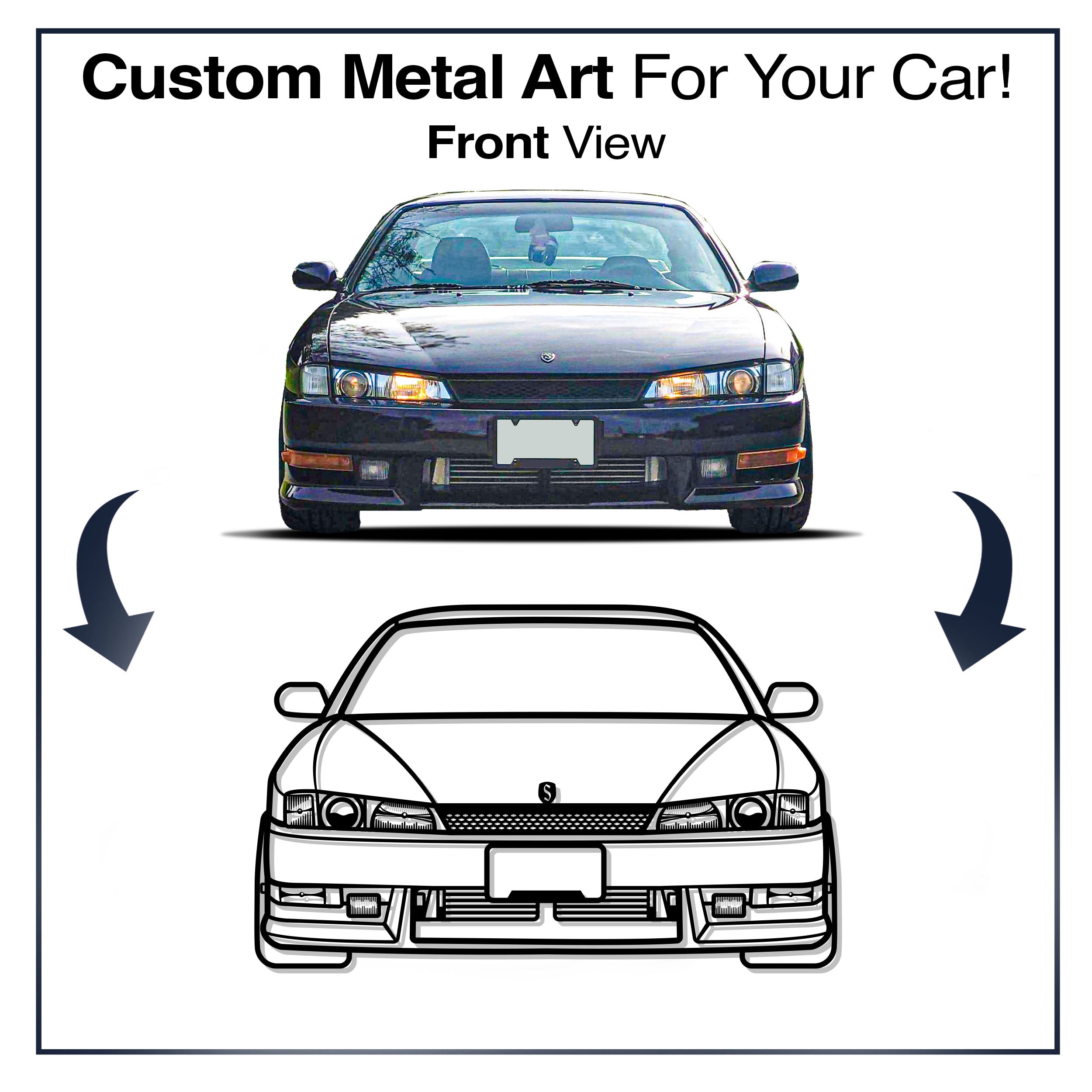 Your Personalized Car Front View Metal Wall Art - MT1380