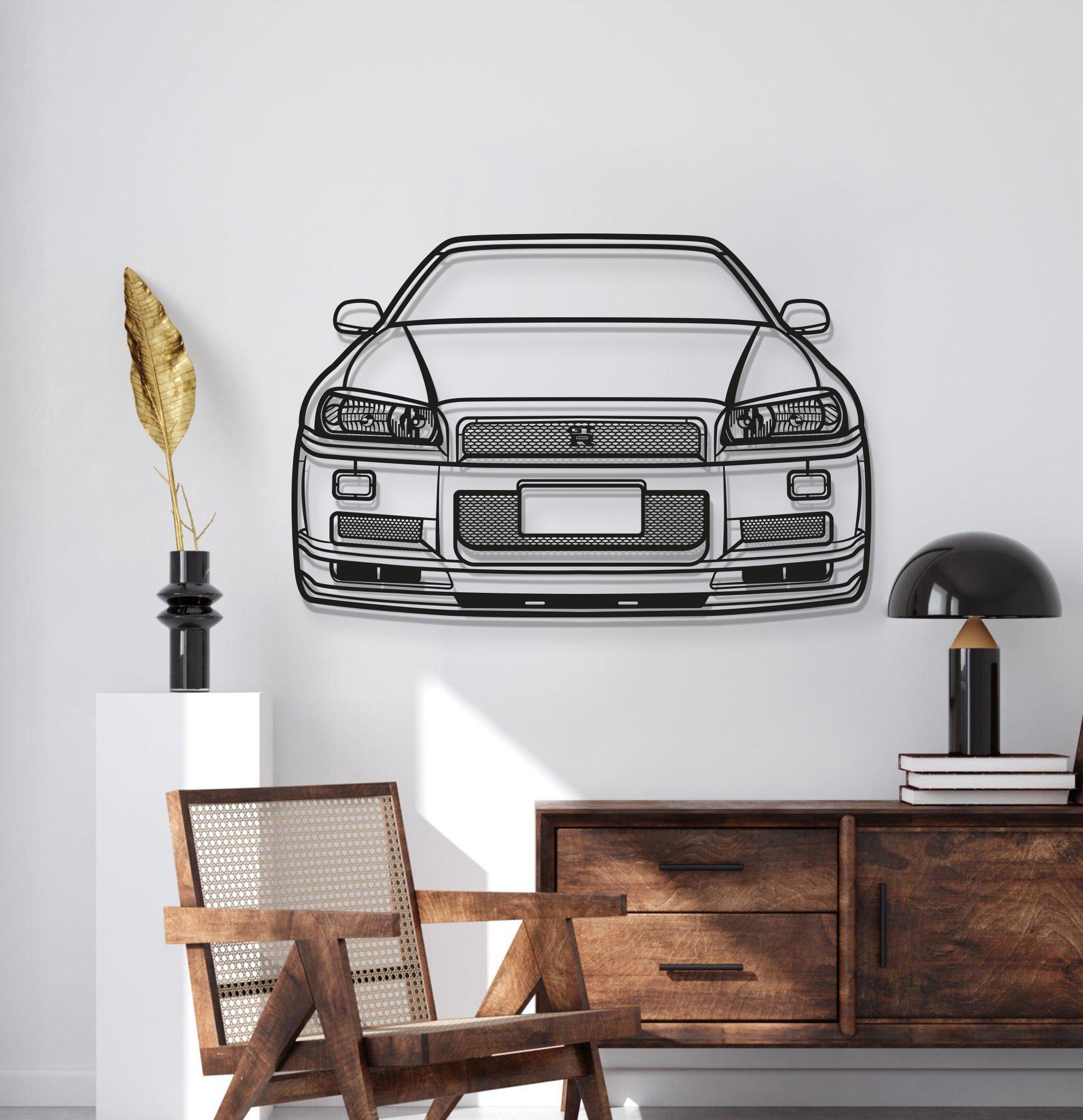 Skyline GT-R R34 Front View Metal Car Wall Art - MT1363