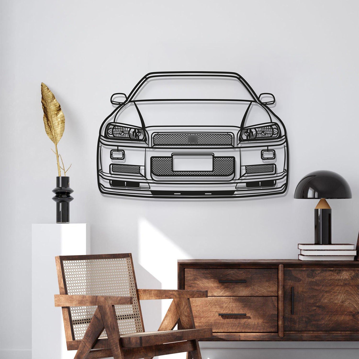 Skyline GT-R R34 Front View Metal Car Wall Art - MT1363