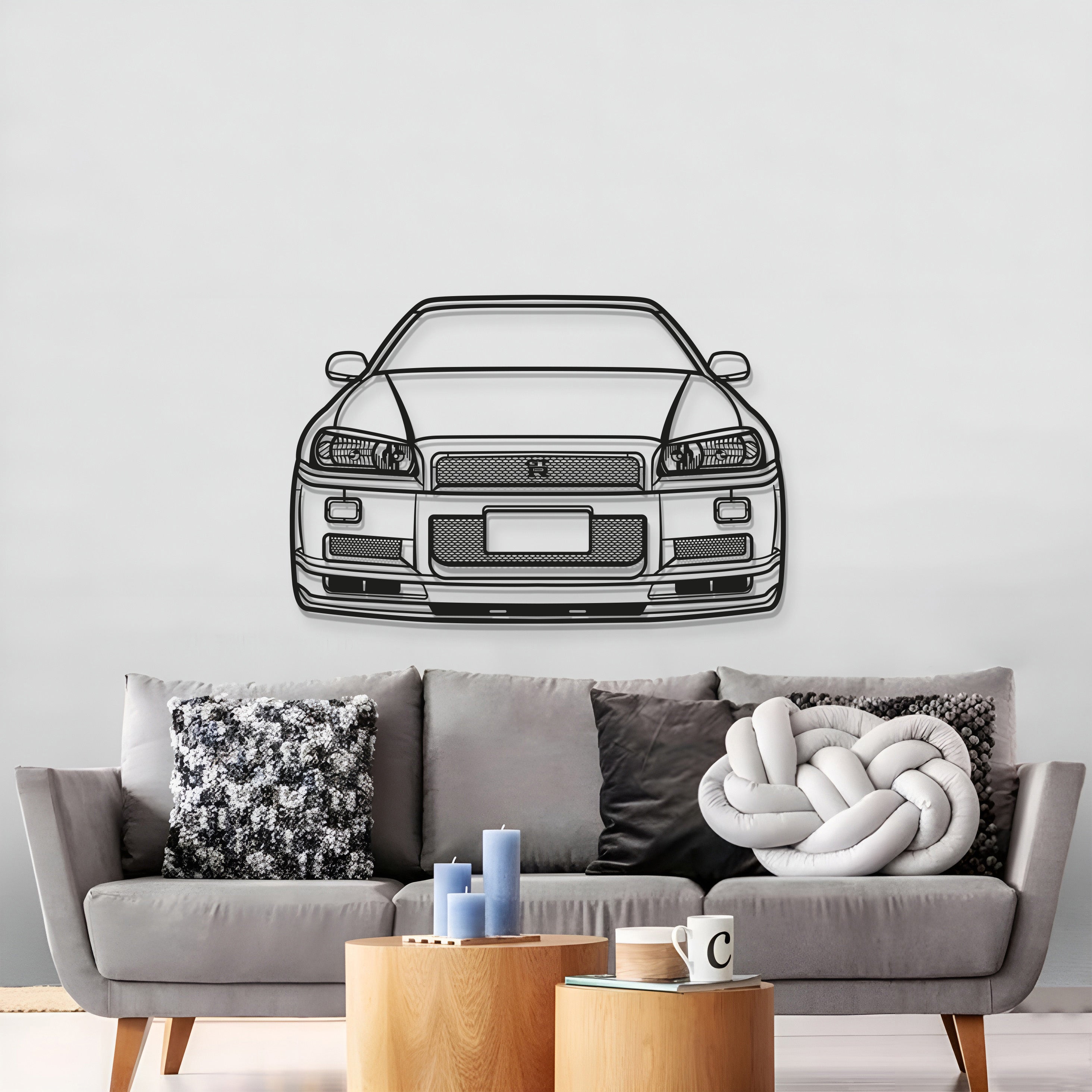 Skyline GT-R R34 Front View Metal Car Wall Art - MT1363