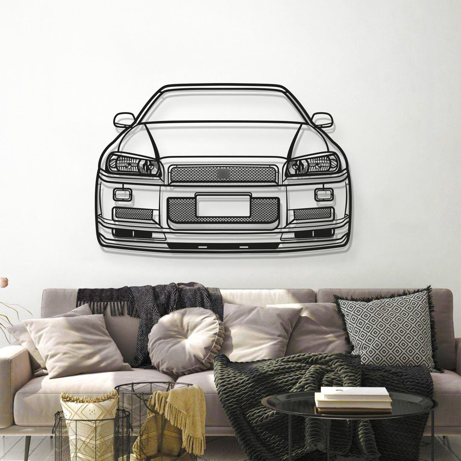 Skyline GT-R R34 Front View Metal Car Wall Art - MT1363