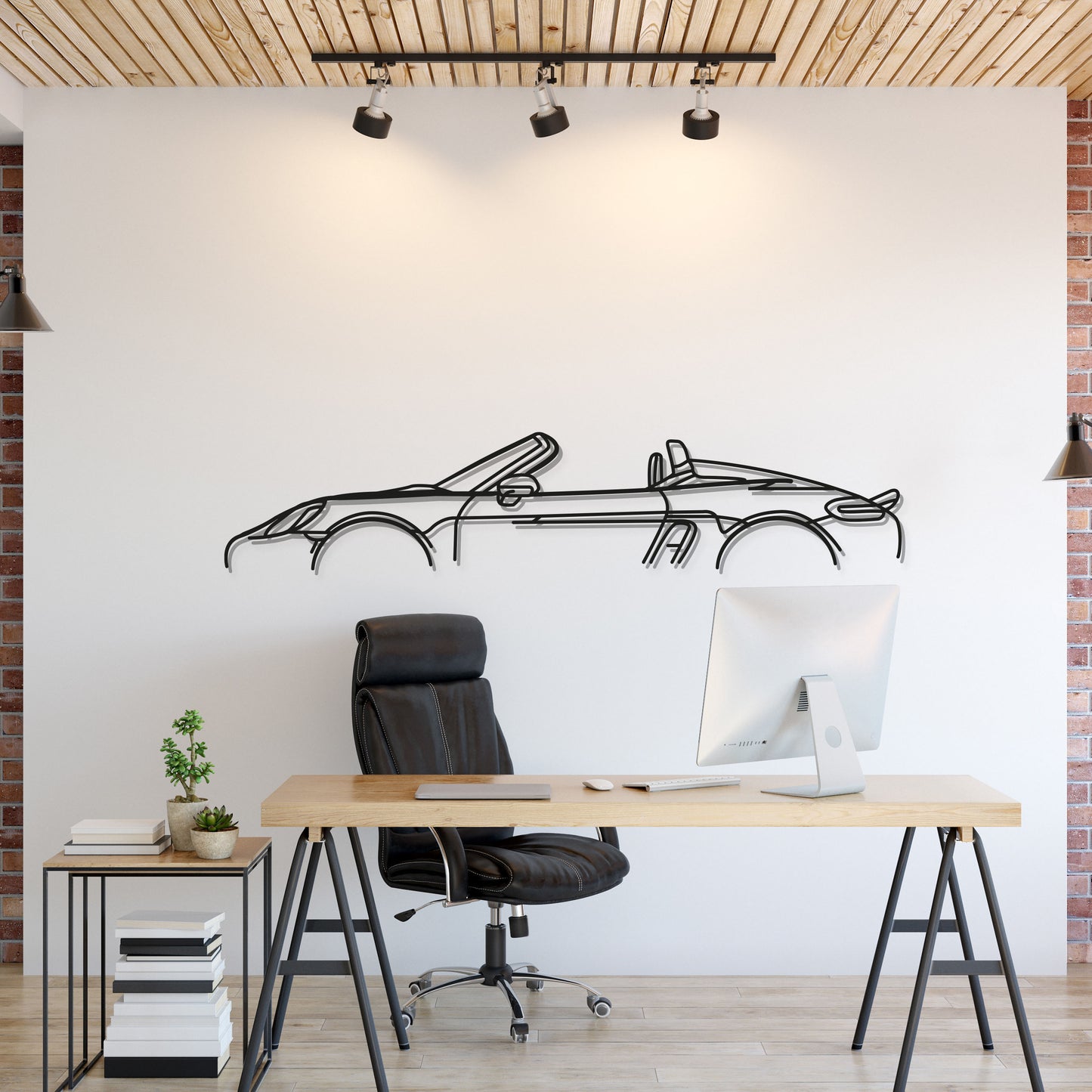 Porsche 718 Spyder metal car wall art silhouette for garage décor