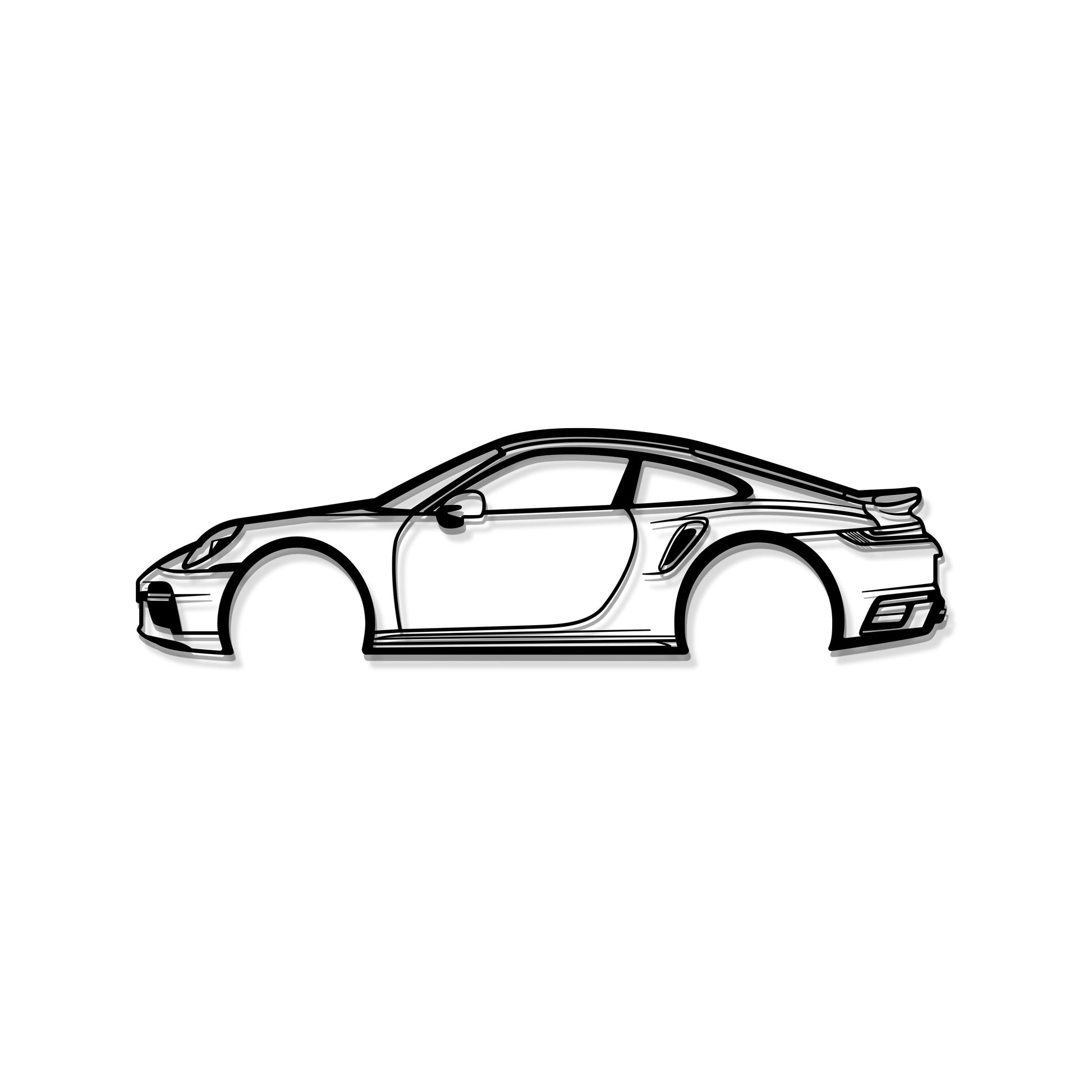 Sleek décor featuring Porsche 911 Type 993 metal wall art adding motorsport flair