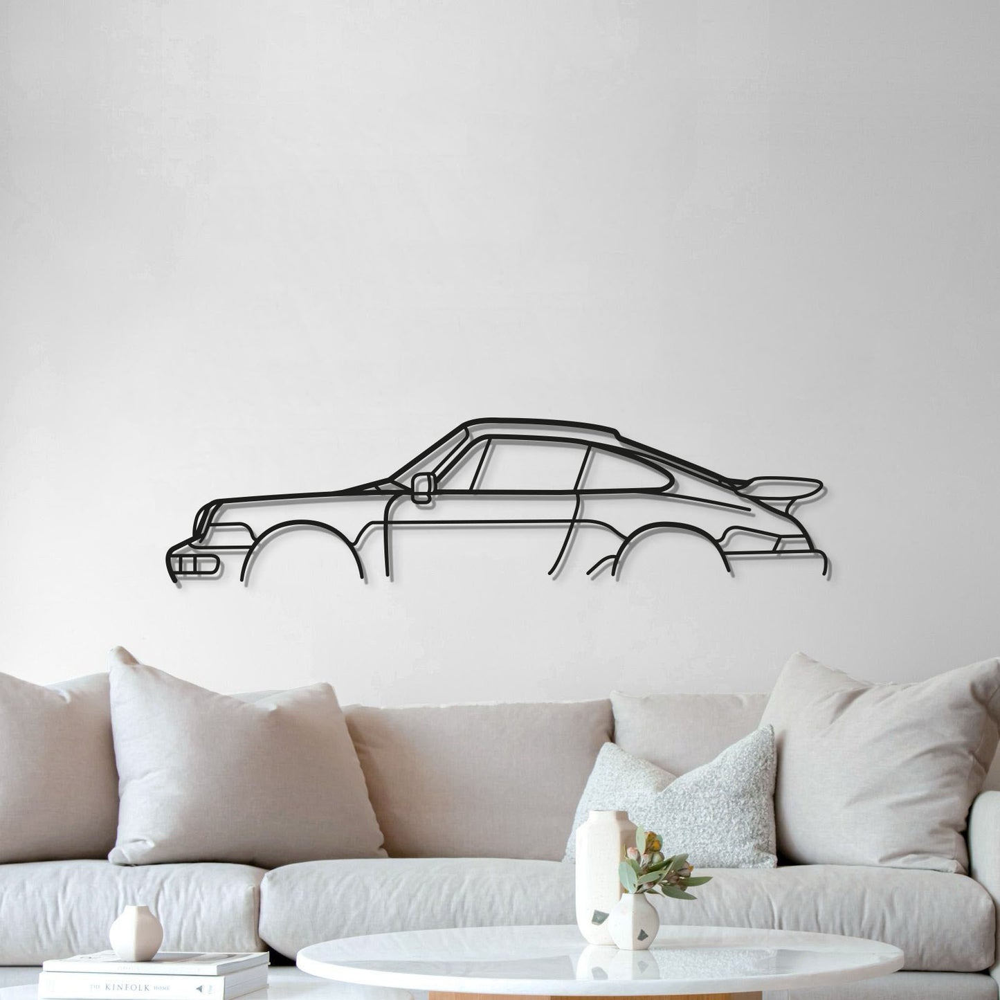 Porsche 911 964 Carrera 2 vintage metal wall sculpture for living room display