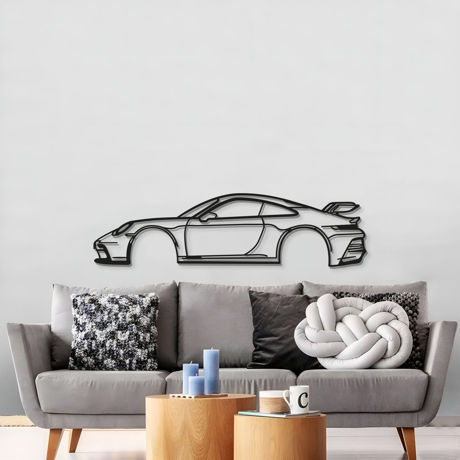 Porsche 911 GT3 Model 992 detailed wall art in matte finish for man cave