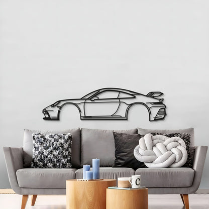 Porsche 911 GT3 Model 992 detailed wall art in matte finish for man cave