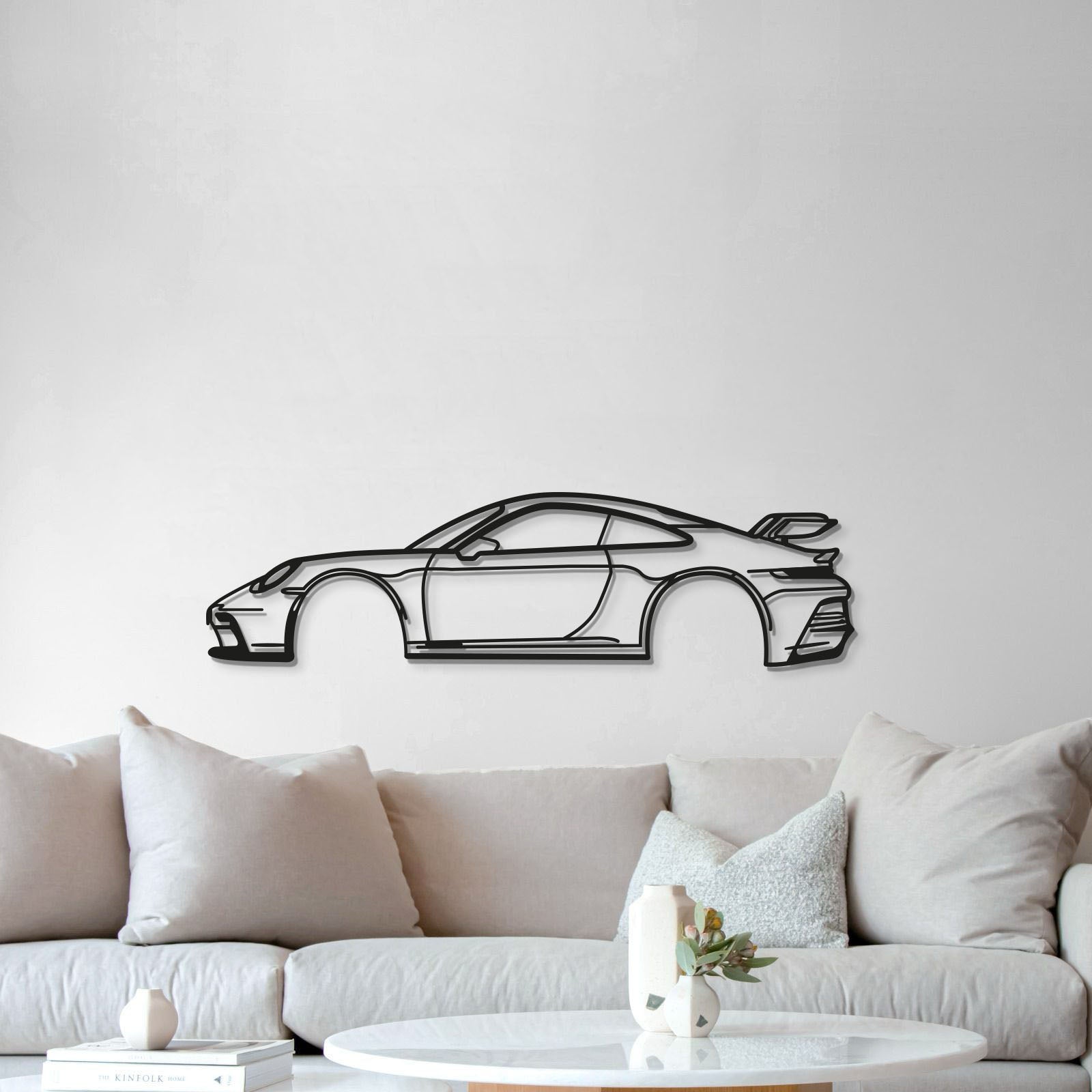 Porsche 911 GT3 Model 992 vintage metal wall sculpture for living room display