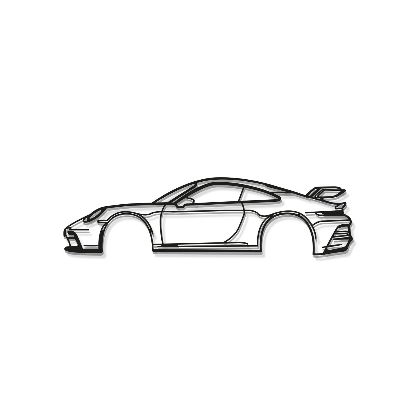 Laser cut steel Porsche 911 GT3 Model 992 wall art perfect for racing fans