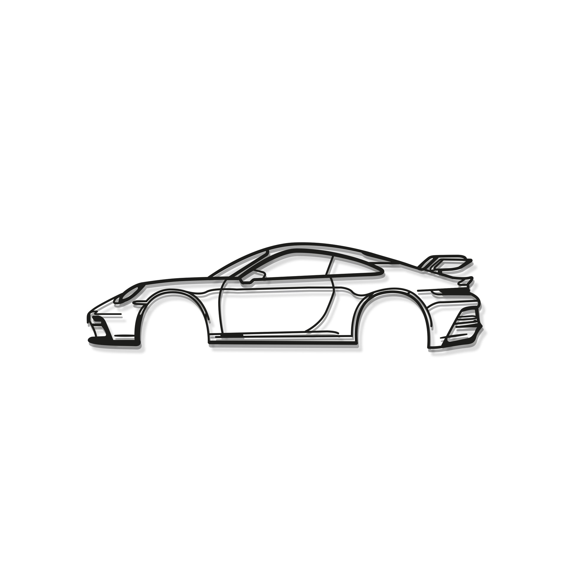 Laser cut steel Porsche 911 GT3 Model 992 wall art perfect for racing fans
