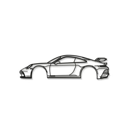 Laser cut steel Porsche 911 GT3 Model 992 wall art perfect for racing fans