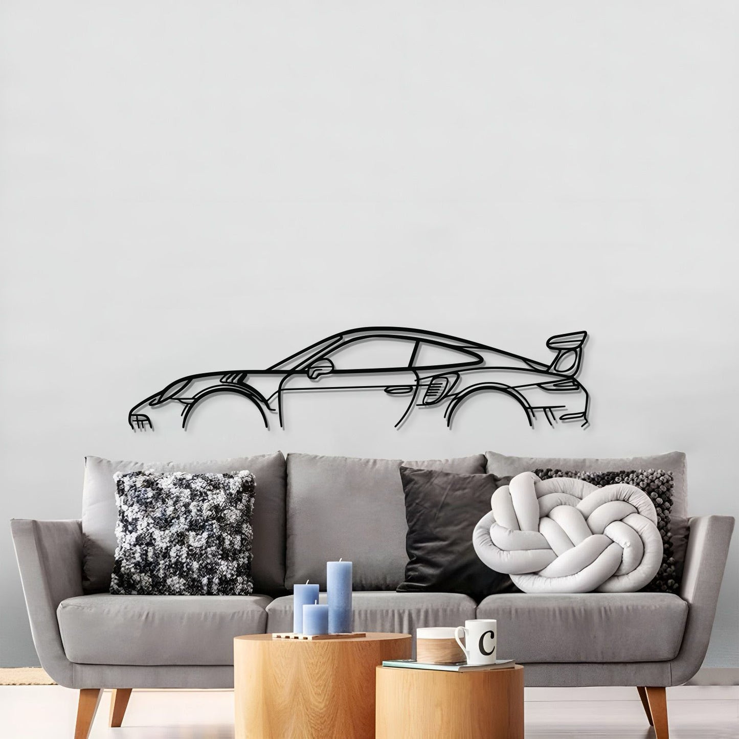 Porsche 911 GT3 RS Model 991 metal wall art elevating living room design