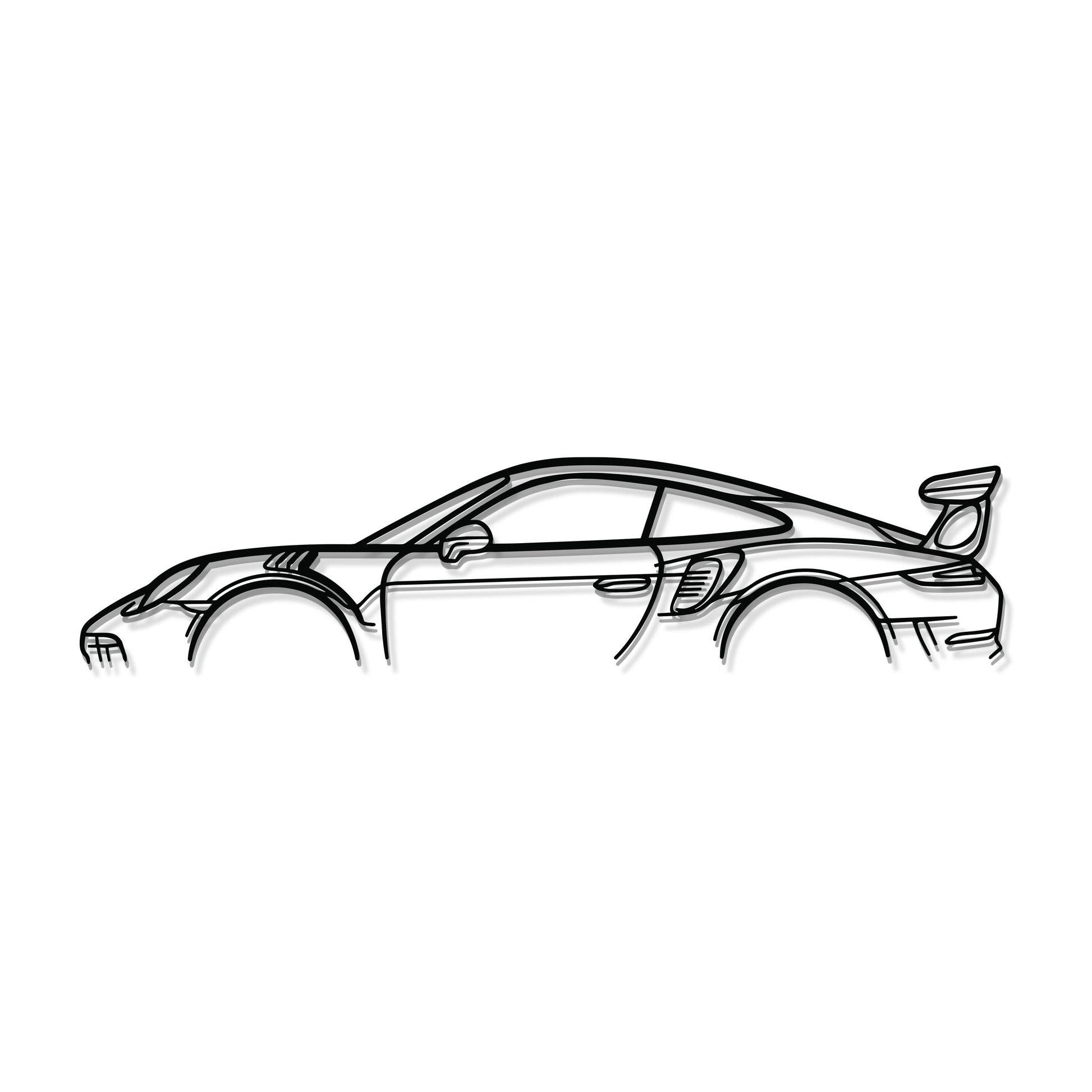 Sleek décor featuring Porsche 911 GT3 RS Model 991 metal wall art with matte finish
