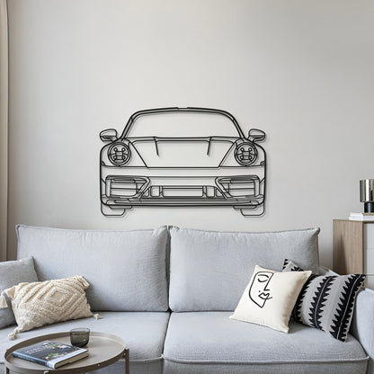 Classic Porsche 911 992 front view metal wall decoration for automotive collectors