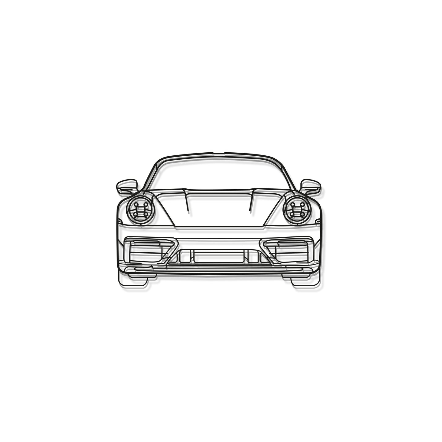Laser cut steel Porsche 911 992 front view wall art perfect for design aficionados