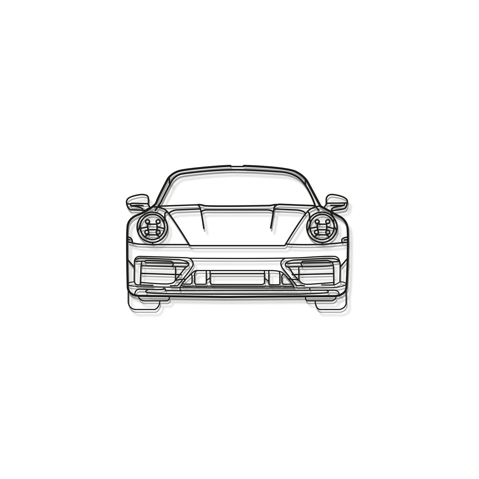 Laser cut steel Porsche 911 992 front view wall art perfect for design aficionados