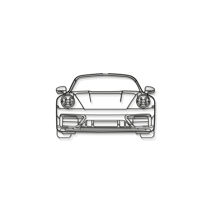 Laser cut steel Porsche 911 992 front view wall art perfect for design aficionados