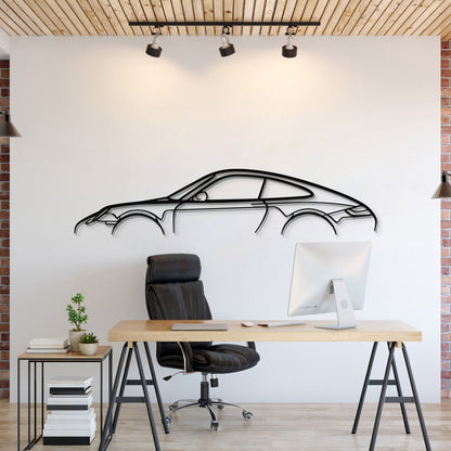 Display the Porsche 911 Model 997 silhouette as sleek metal wall art