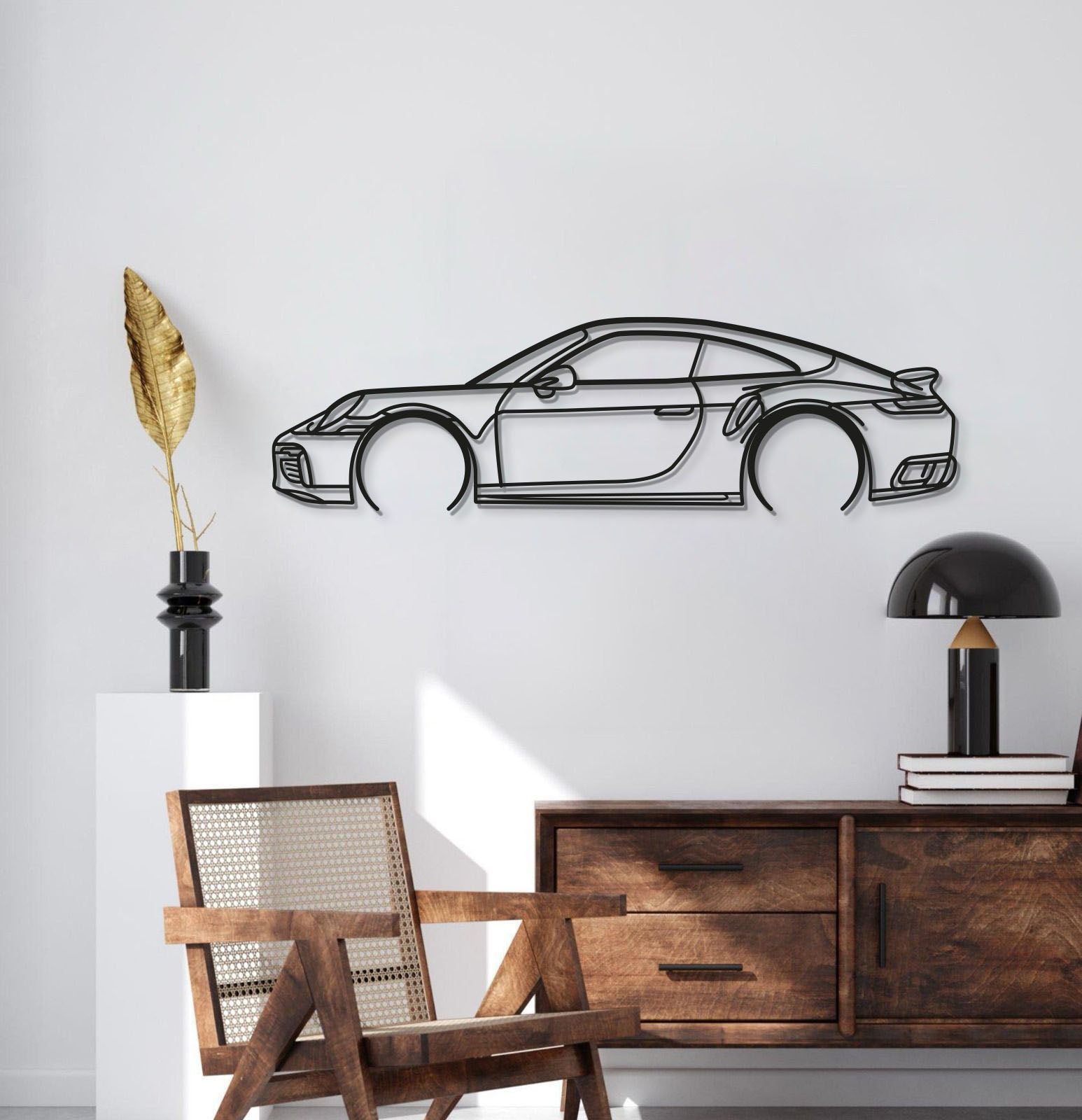 Modern Porsche 911 Turbo S 992 laser cut steel wall art for sports car enthusiasts