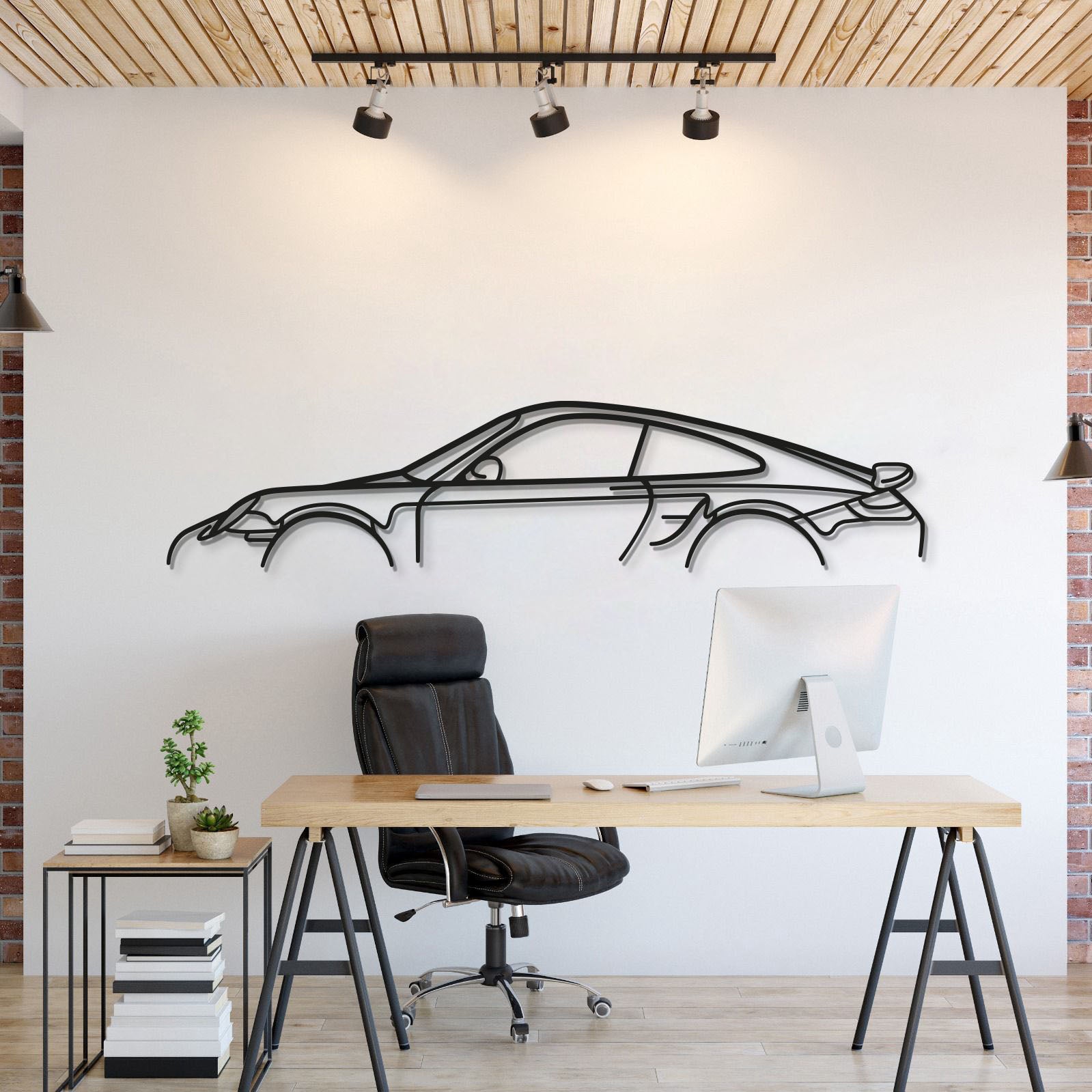 911 Turbo S Model 997 metal wall art silhouette sleek sports car decor