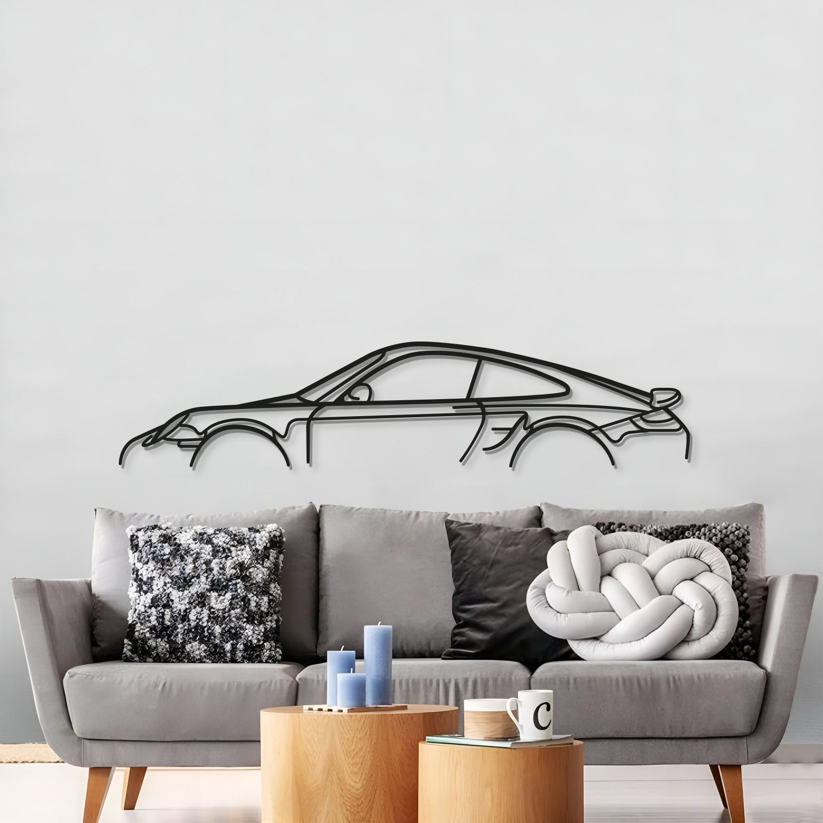 Handcrafted metal wall art of the 911 Turbo S Model 997 coupe