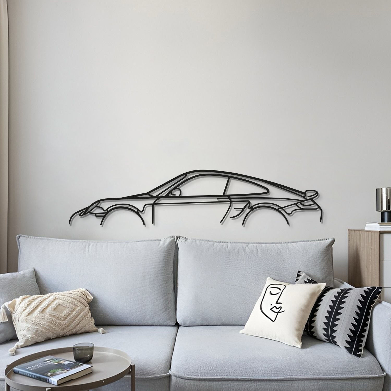 Vintage 911 Turbo S Model 997 metal wall decoration in minimalist style