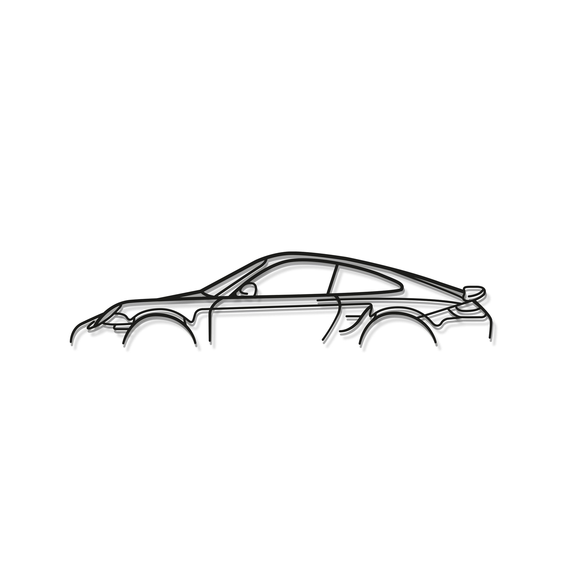 Detailed metal wall silhouette of 911 Turbo S Model 997 iconic sports car