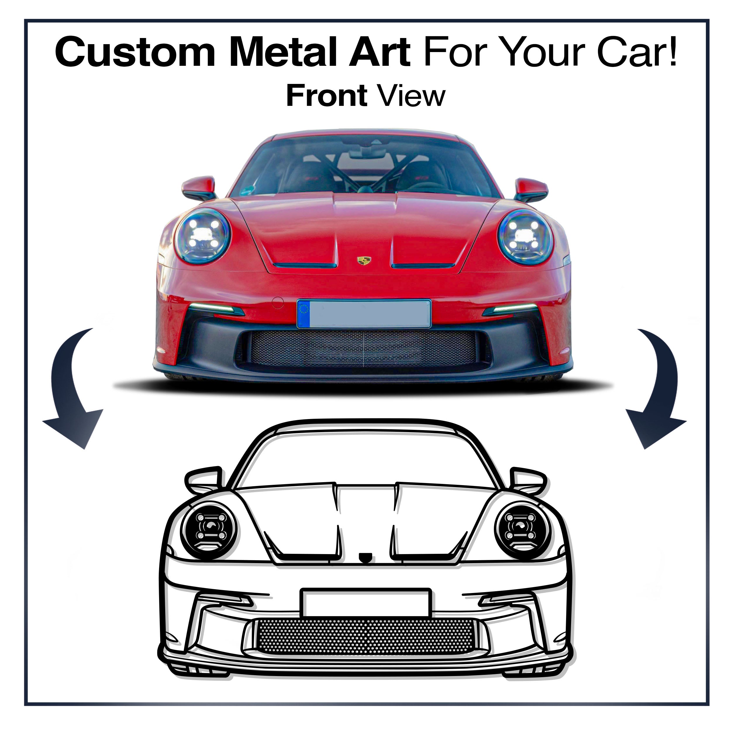 Your Personalized Car Front View Metal Wall Art - MT1380