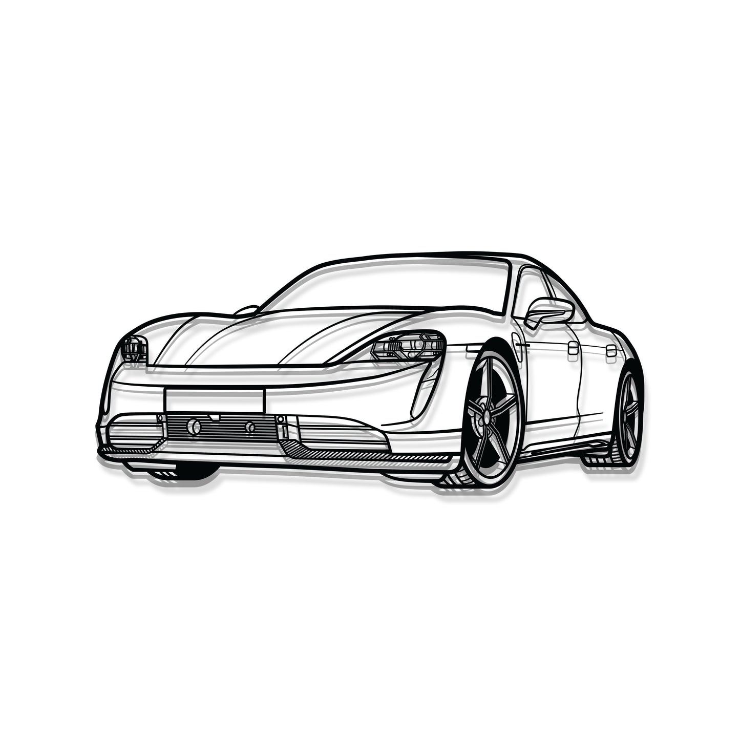 Porsche Taycan perspective metal wall art – electric performance décor for sleek interiors