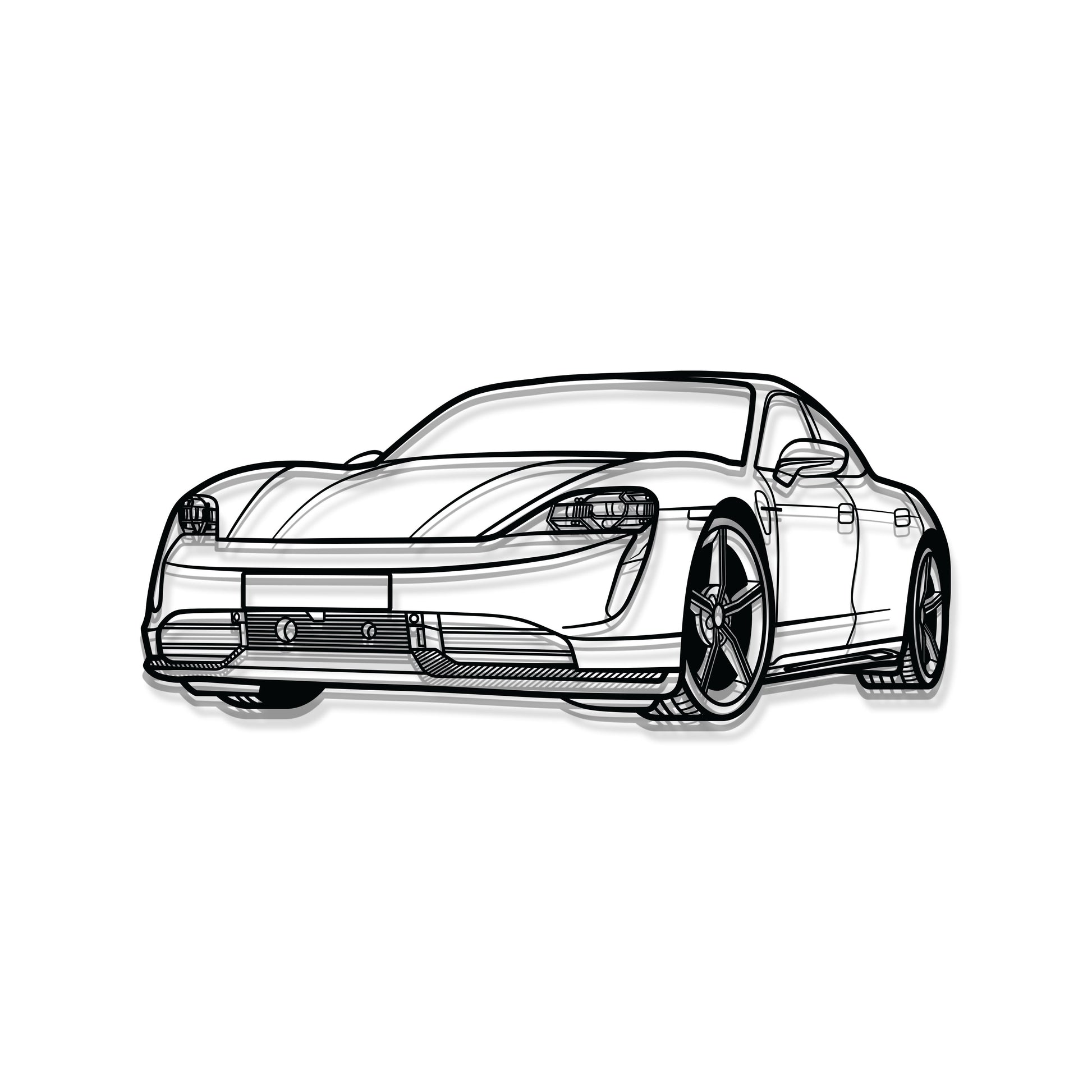 Porsche Taycan perspective metal wall art – electric performance décor for sleek interiors