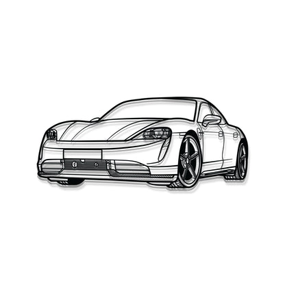 Porsche Taycan perspective metal wall art – electric performance décor for sleek interiors